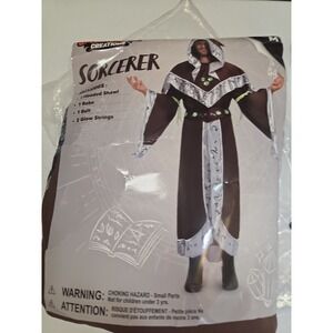 Sorcerer Costume Adult Medium Brown Hooded Robe Shawl Belt Halloween New